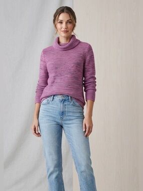 J.Jill marled magenta pink and blue cowl neck sweater size M petite